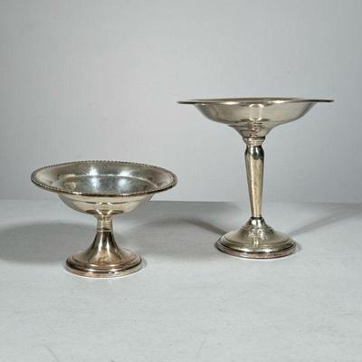 (2PC) STERLING COMPOTES | Two weighted sterling silver compotes