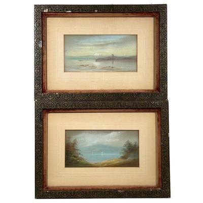 (2PC) T. B. POPE PASTEL SEASCAPES | Thomas Benjamin Pope (1834 - 1891) Pastels on paper seascapes, including one before a rising moon;...