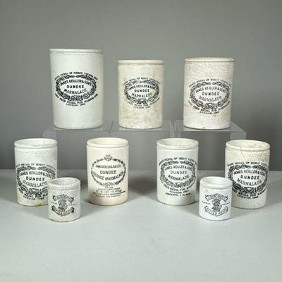 (9PC) ENGLISH STONEWARE CYLINDERS | James Keillor & Sons, London