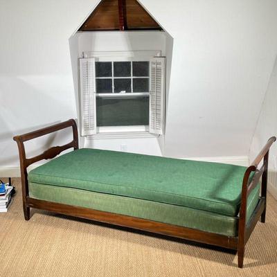 WOOD FRAMED DAYBED | With box spring and matching cushion in matching upholstery
