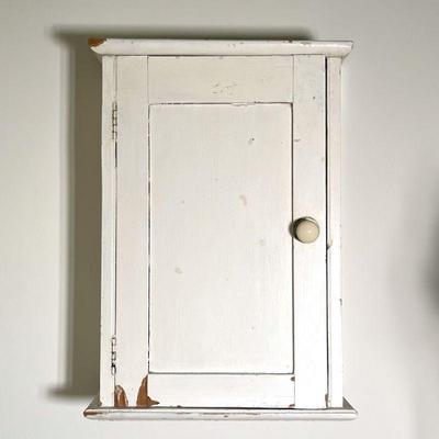 VINTAGE WALL CABINET | In distressed white paint