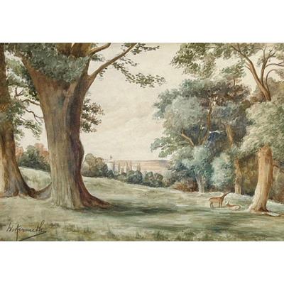 W. KERMETH WATERCOLOR WINDSOR CASLE | windsor castle Watercolor on paper, landscape with Windsor Castle, signed lower left; sight 7.75 x...