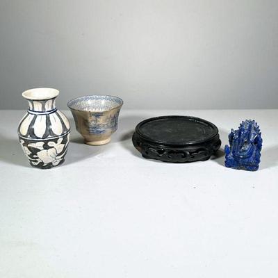 (4PC) HINDU GOD GANESHA STATUE LOT | Lot includes Hindu Elephant God Statue of Ganesha in blue, Unusual Blue, Black & White Design...