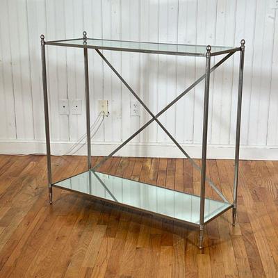 NEOCLASSICAL MIRRORED CONSOLE TABLE | Two Tiered Nickel finish Console table