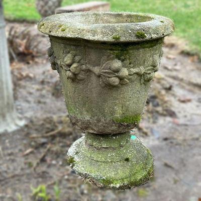 CEMENT GARDEN URN | Vintage Urn, with decoration