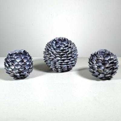 (3PC) SEASHELL ART | Pinecone look art made of clamshells