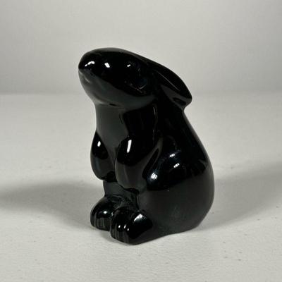 A BACCARAT BLACK GLASS RABBIT | Black rabbit signed â€œbaccarat Franceâ€