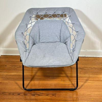 FOLDING STRING CHAIR | Grey folding elastic string chair with backrest
