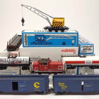 7 Marklin HO Locomotive & Trains w/ Box