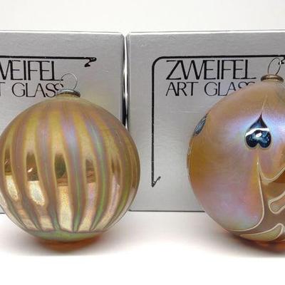 2 Zweifel Art Glass Christmas Ornaments (Signed)-D