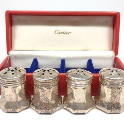 4 Cartier Sterling Silver S&P Shakers w/ Box