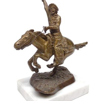 Bronze Cowboy On Horse Sculpture
