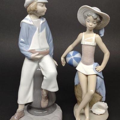 2 Lladro Sailor & Beach Girl Figures #4810 & 5219