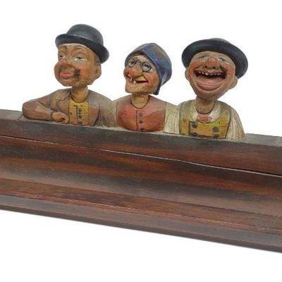 1920s Italian Wood Carved Figural Bar Rack