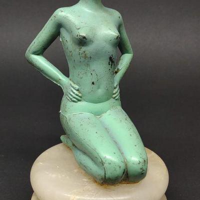 Art Deco Green Spelter Nude Figure