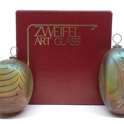 2 Zweifel Art Glass Christmas Ornaments (Signed)-B