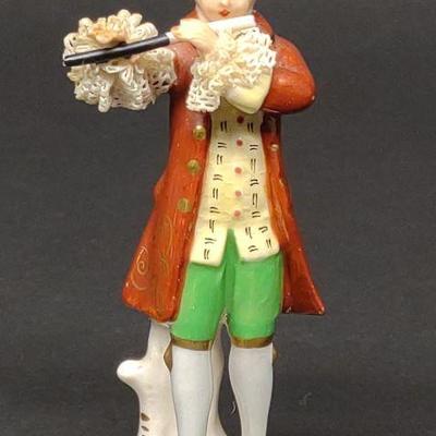 German Porcelain Flute Player Figure