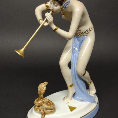 Art Deco Royal Dux Snake Charmer Porcelain Figure