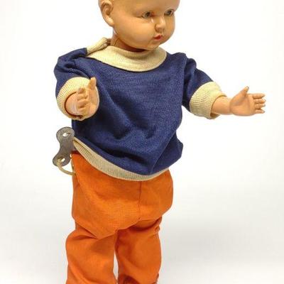 Vintage Japan Windup Walking Baby Doll Toy