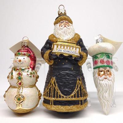 3 Patricia Breen Glass Christmas Ornaments