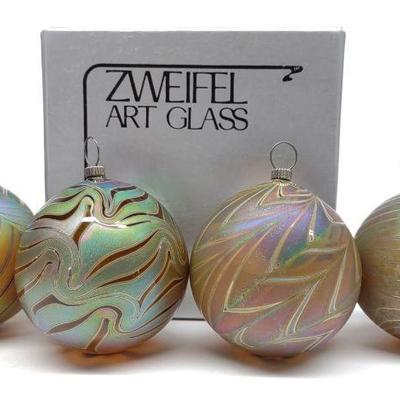 4 Zweifel Art Glass Christmas Ornaments (Signed)-D
