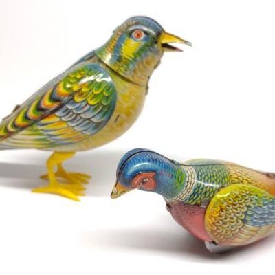 2 Kohler German Tin Bird Wind-Up Toys