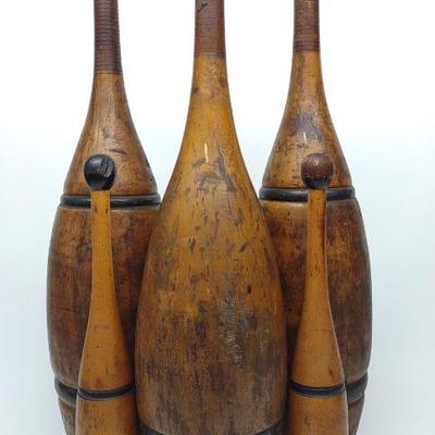 5 Antique Wood Indian Clubs