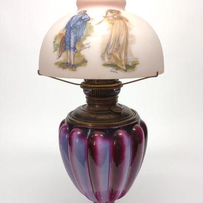 Vintage Rayo Oil Lamp w/ Pink Glass Shade