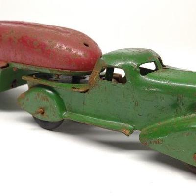 Marx Green & Red Streamline Truck & Trailer Toy