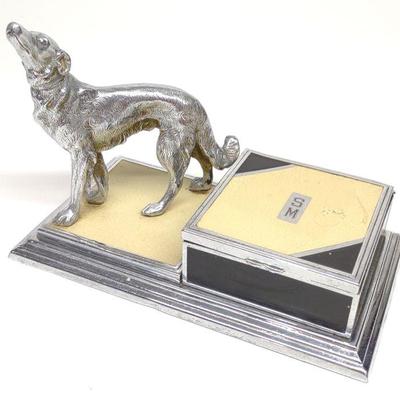 Art Deco Ronson Figural Borzoi Dog Cigarette Box