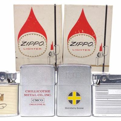 4 Vintage Lighters (Zippo, Continental & Ronson)