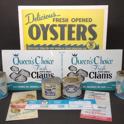 Vintage Oyster Tin Cans & Tin Labels