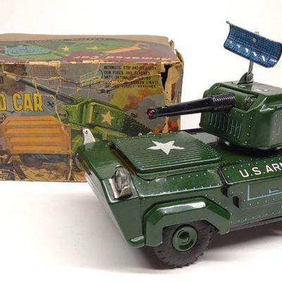 Japan Battery Op Armored Car Tin Toy