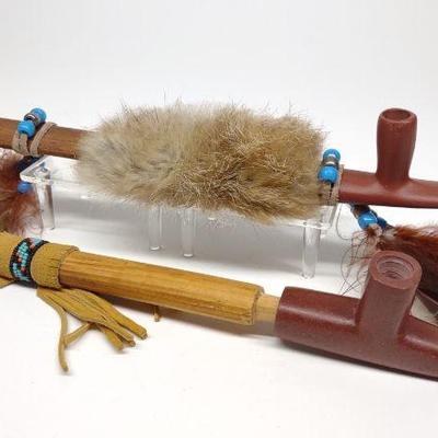 2 Native American Ceremonial Pipes (Catlinite)