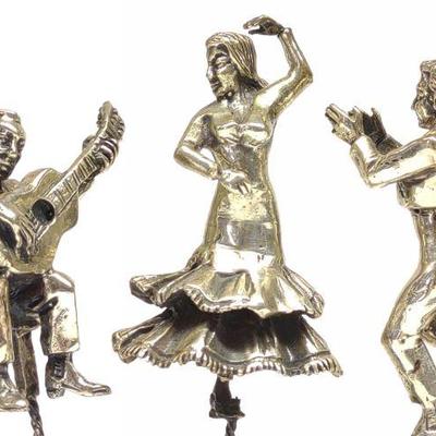 3 Sterling Silver Dancing Figure Cake Toppers