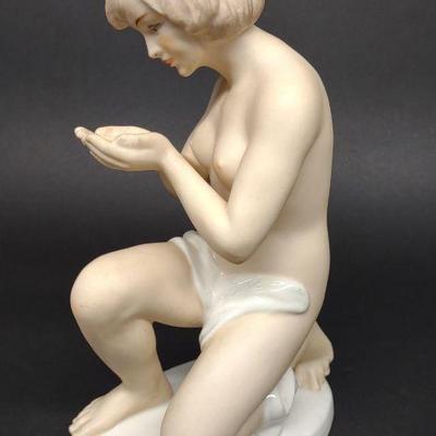 Wallendorf Nude Lady Drinking Porcelain Figurine