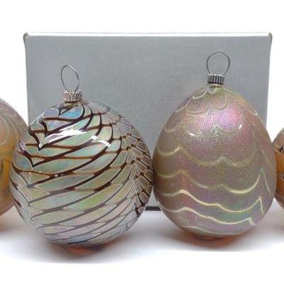 4 Zweifel Art Glass Christmas Ornaments (Signed)-B