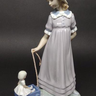 Lladro Girl Pulling Doll Carriage Figure #5044
