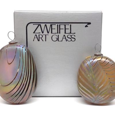 2 Zweifel Art Glass Christmas Ornaments (Signed)-A