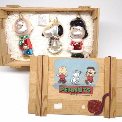 Kurt Adler Peanuts Glass Christmas Ornaments & Box