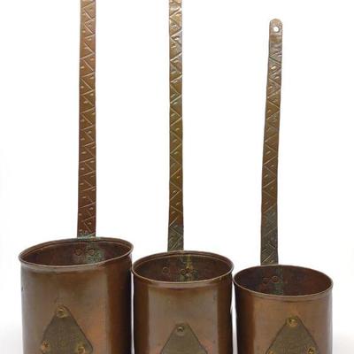 3 Antique Otto Muller Copper Ladles