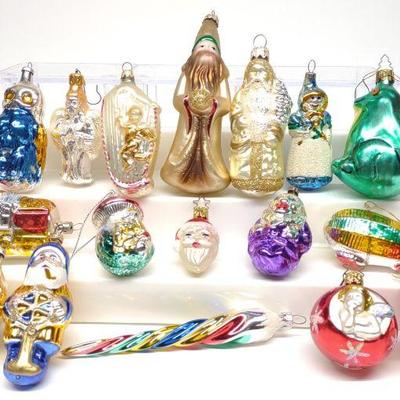 17 Vintage Figural Glass Christmas Ornaments