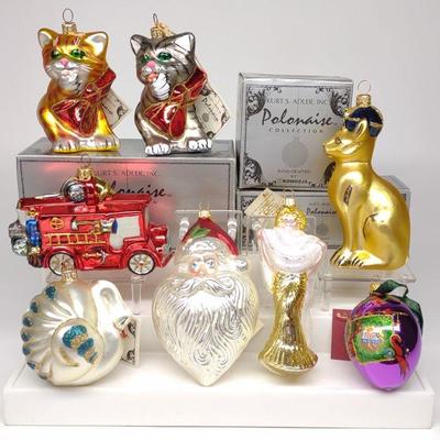 7 Kurt Adler Glass Christmas Ornaments