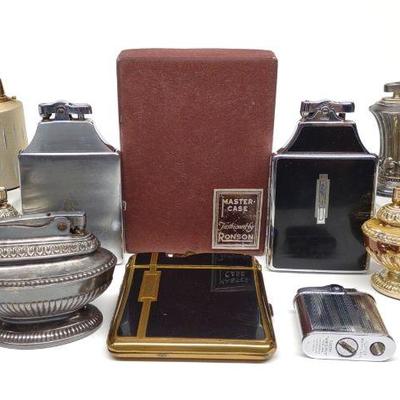 9 Vintage Ronson Case & Table Lighters