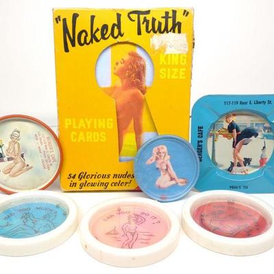 Vintage Risque Nude Ashtrays & Games