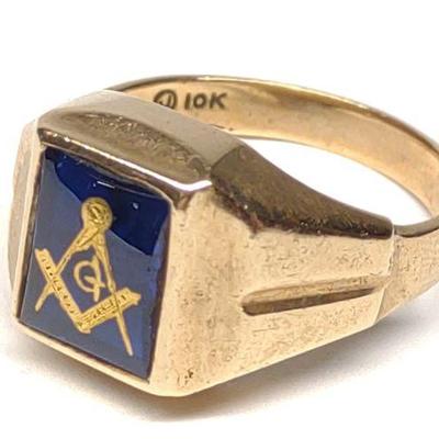 10K Gold Masonic Ring (Sz 9.75)