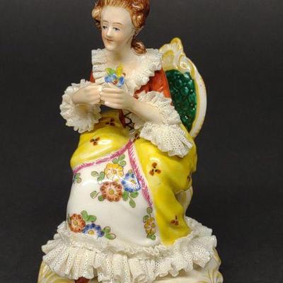 Antique German Lace Porcelain Victorian Figurine