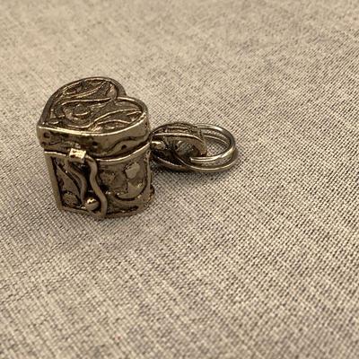 Heart box, sterling silver charm
