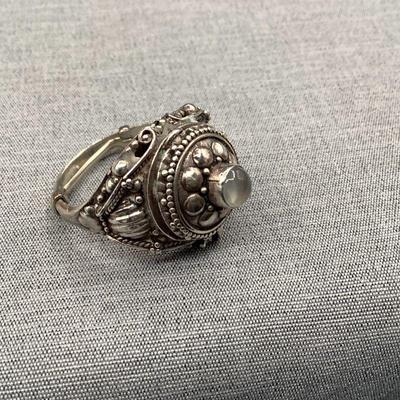 Sterling Silver 925 Moonstone Ring With Secret Compartment