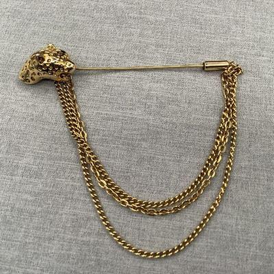 Leopard head pin, 1980s